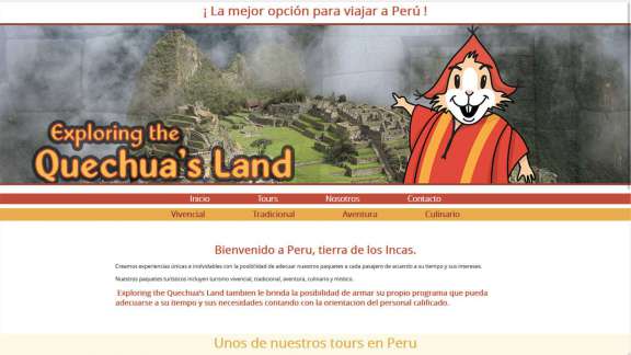Diseño de la pagina Web de Exploring the Quechua's Land