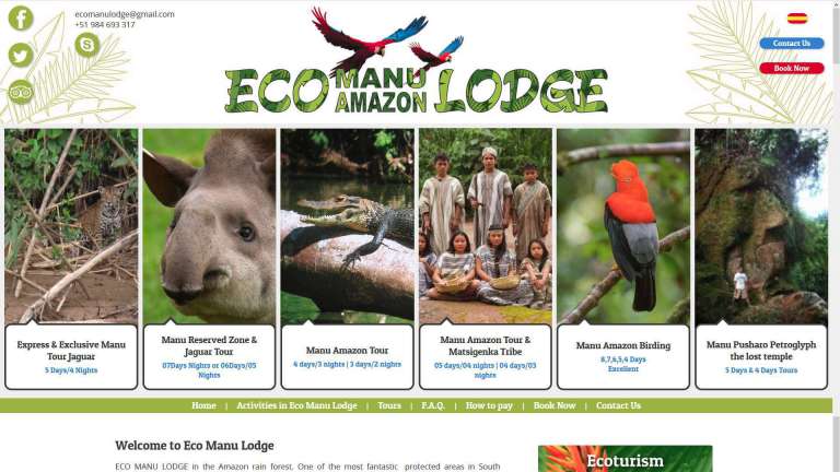 La pagina Web de Eco manu Lodge